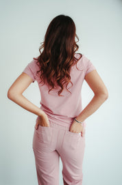 Amy Short Sleeve Underscrub - Rosewood - Breast Cancer Underscrub