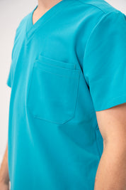 Liam Scrub Top - Cyan Blue