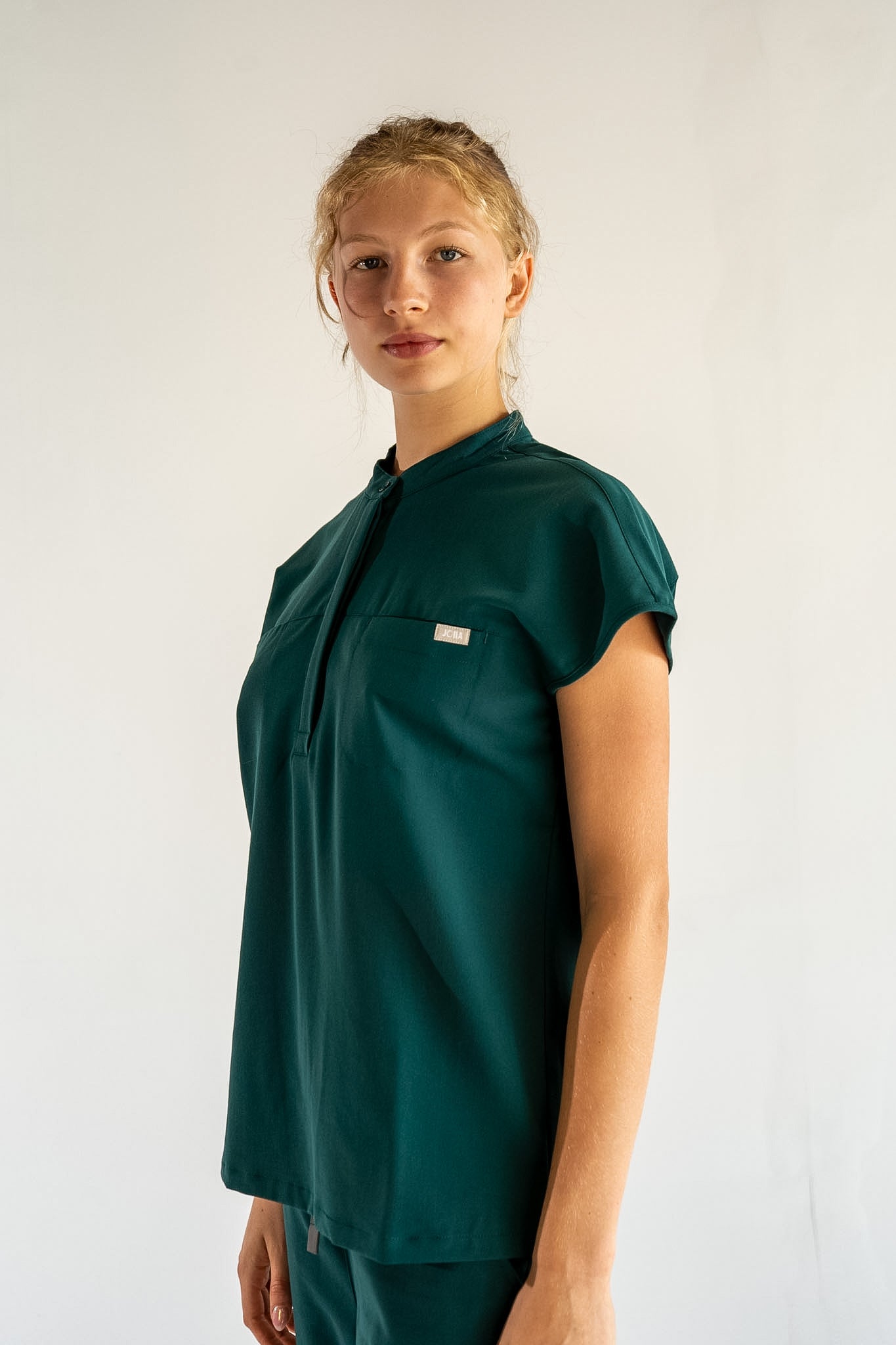 Ophelia Cap Sleeve Scrub Top - Pine