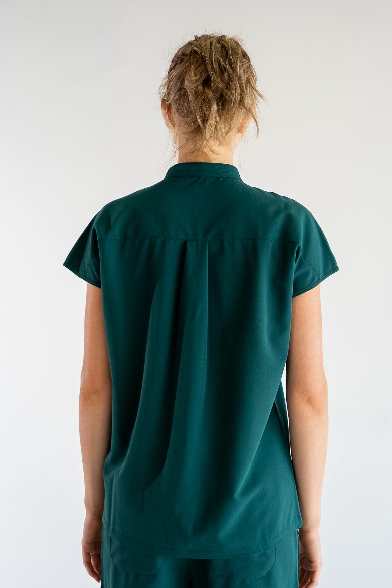 Ophelia Cap Sleeve Scrub Top - Pine