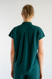 Ophelia Cap Sleeve Scrub Top - Pine
