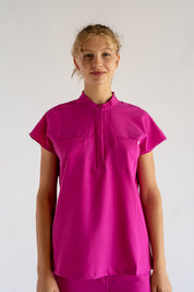 Ophelia Cap Sleeve Scrub Top - Fuchsia