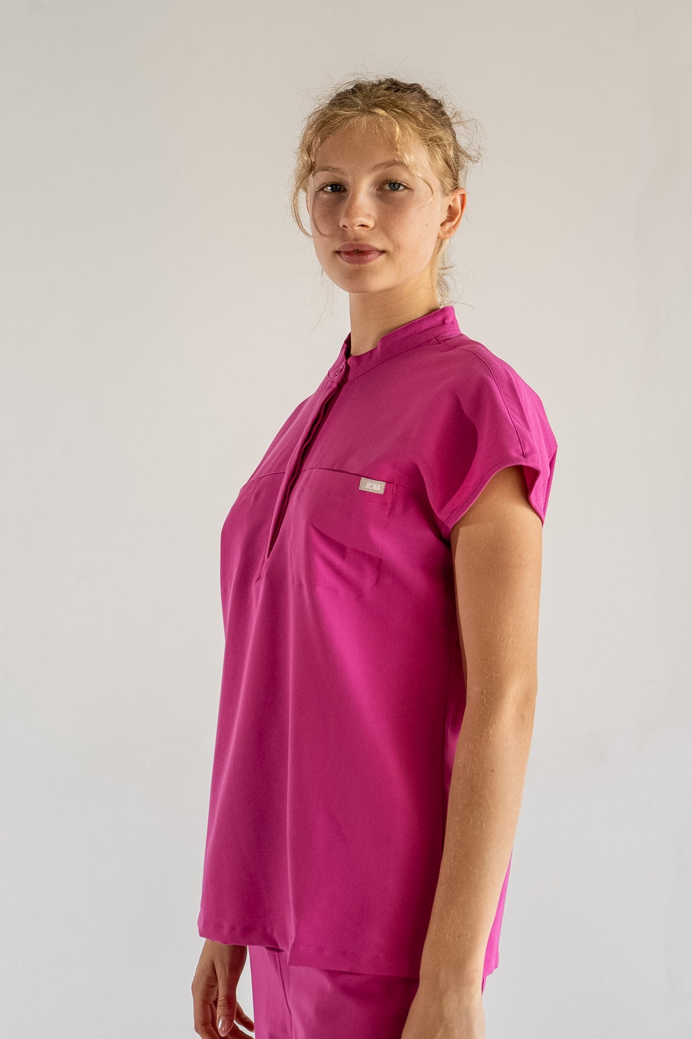Ophelia Cap Sleeve Scrub Top - Fuchsia
