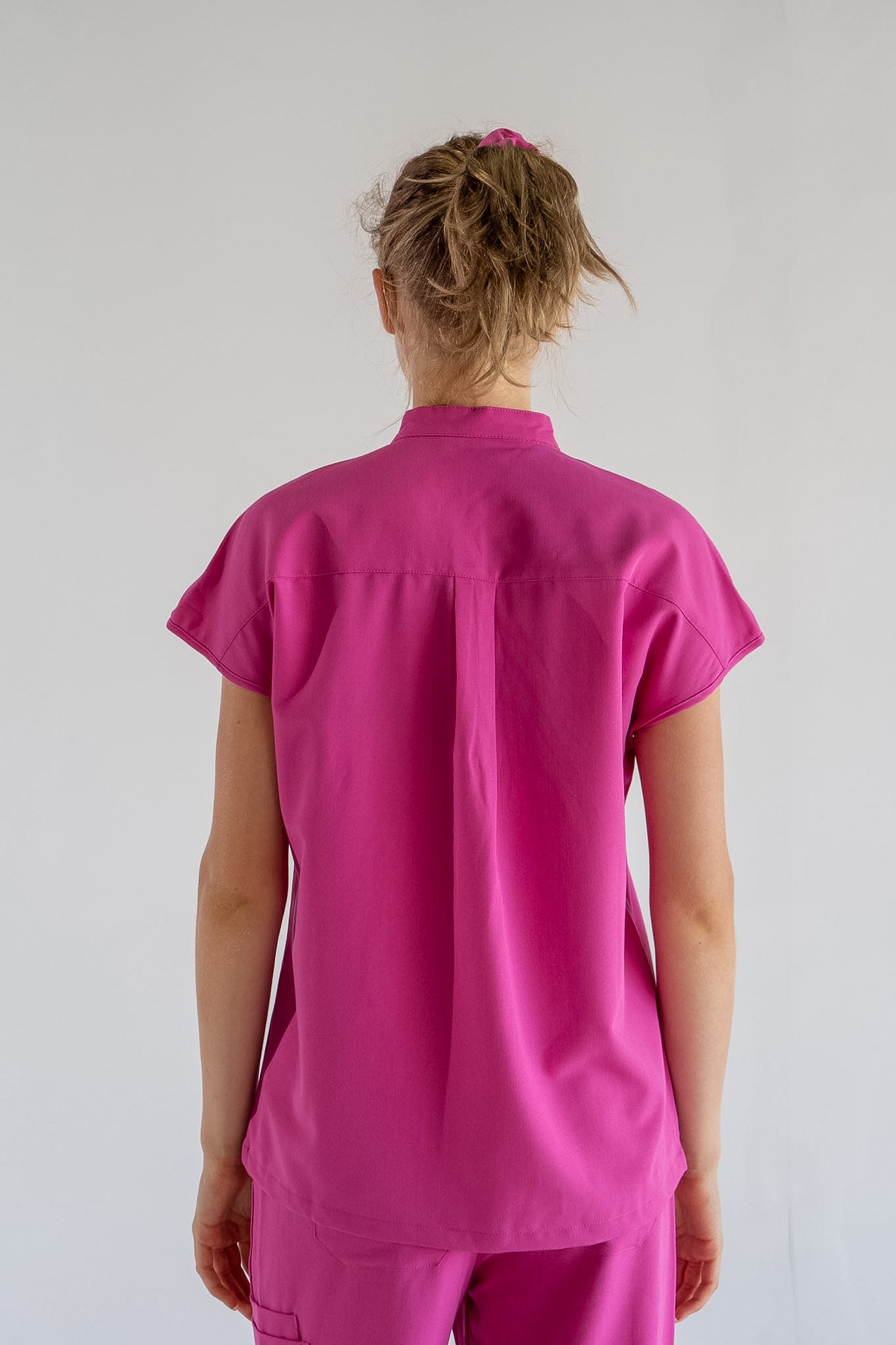 Ophelia Cap Sleeve Scrub Top - Fuchsia