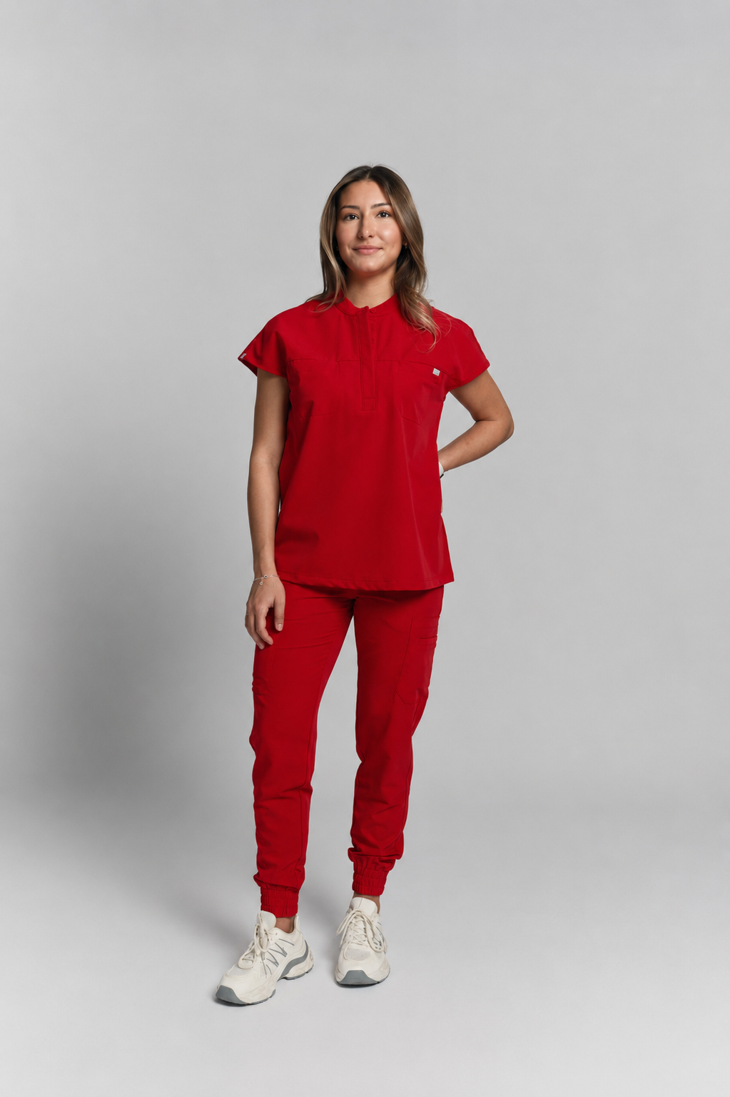 Tunique médicale Ophelia à manches courtes - Rouge Rubis