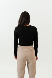 Sous-blouse à manches longues Samia - Noir