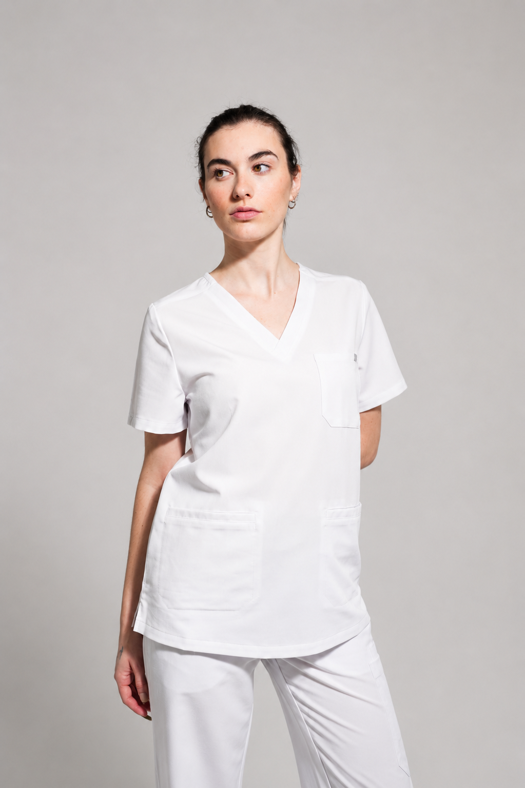 Victoria Scrub Top - White