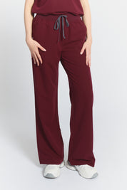 ACE Wide Leg Scrub Pants - Burgundy