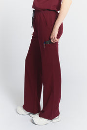 ACE Wide Leg Scrub Pants - Burgundy