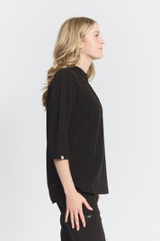 Cecilia Mid-Sleeve Scrub Top - Black
