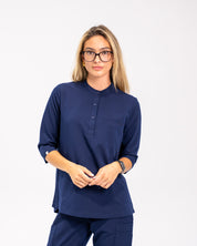 Haut de gommage Cecilia à manches trois-quarts - Bleu marine