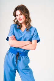 Olivia Scrub Top - Ceil Blue
