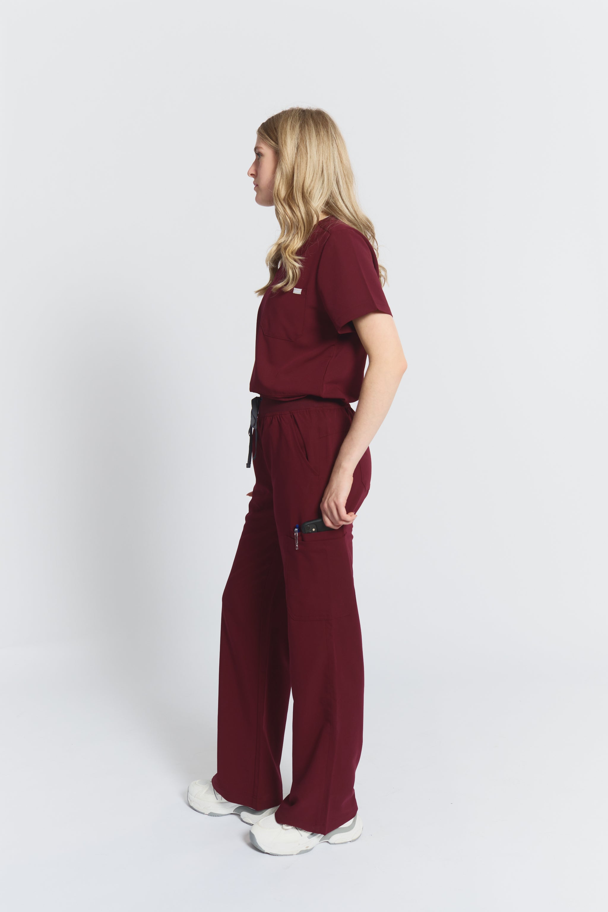 ACE Wide Leg Scrub Pants - Burgundy