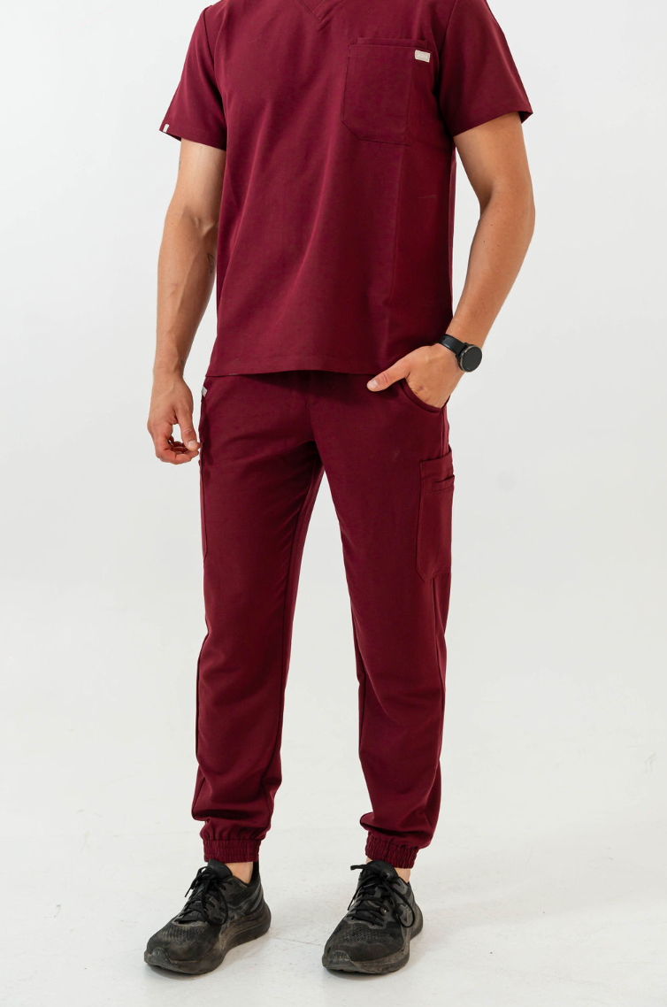 Kian Jogger Scrub Pants - Burgundy