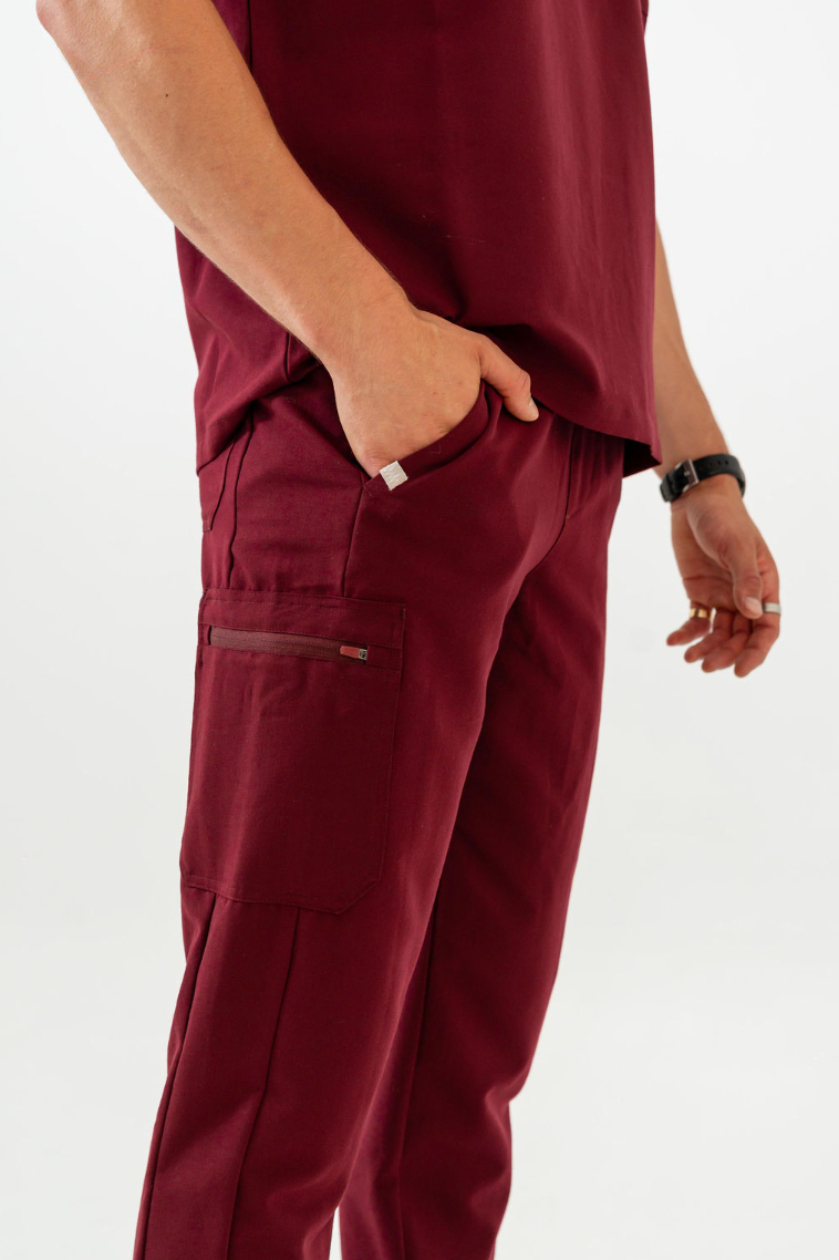 Kian Jogger Scrub Pants - Burgundy