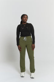Pantalon de gommage droit Lulu - Vert mousse