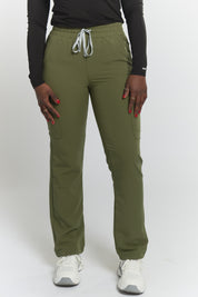 Pantalon de gommage droit Lulu - Vert mousse