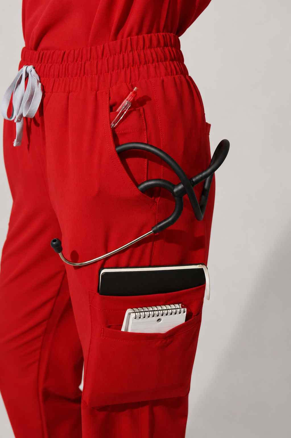 Lulu Straight Leg Scrub Pants - Ruby Red