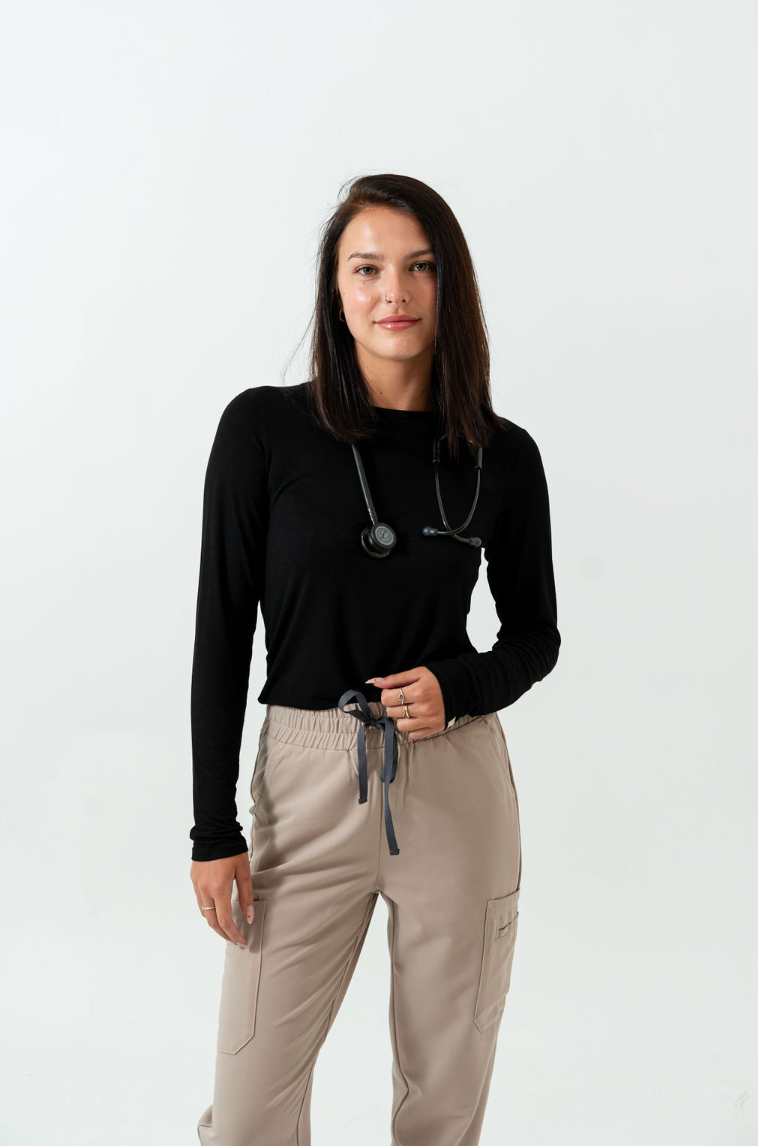 Sous-blouse à manches longues Samia - Noir