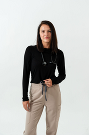 Sous-blouse à manches longues Samia - Noir