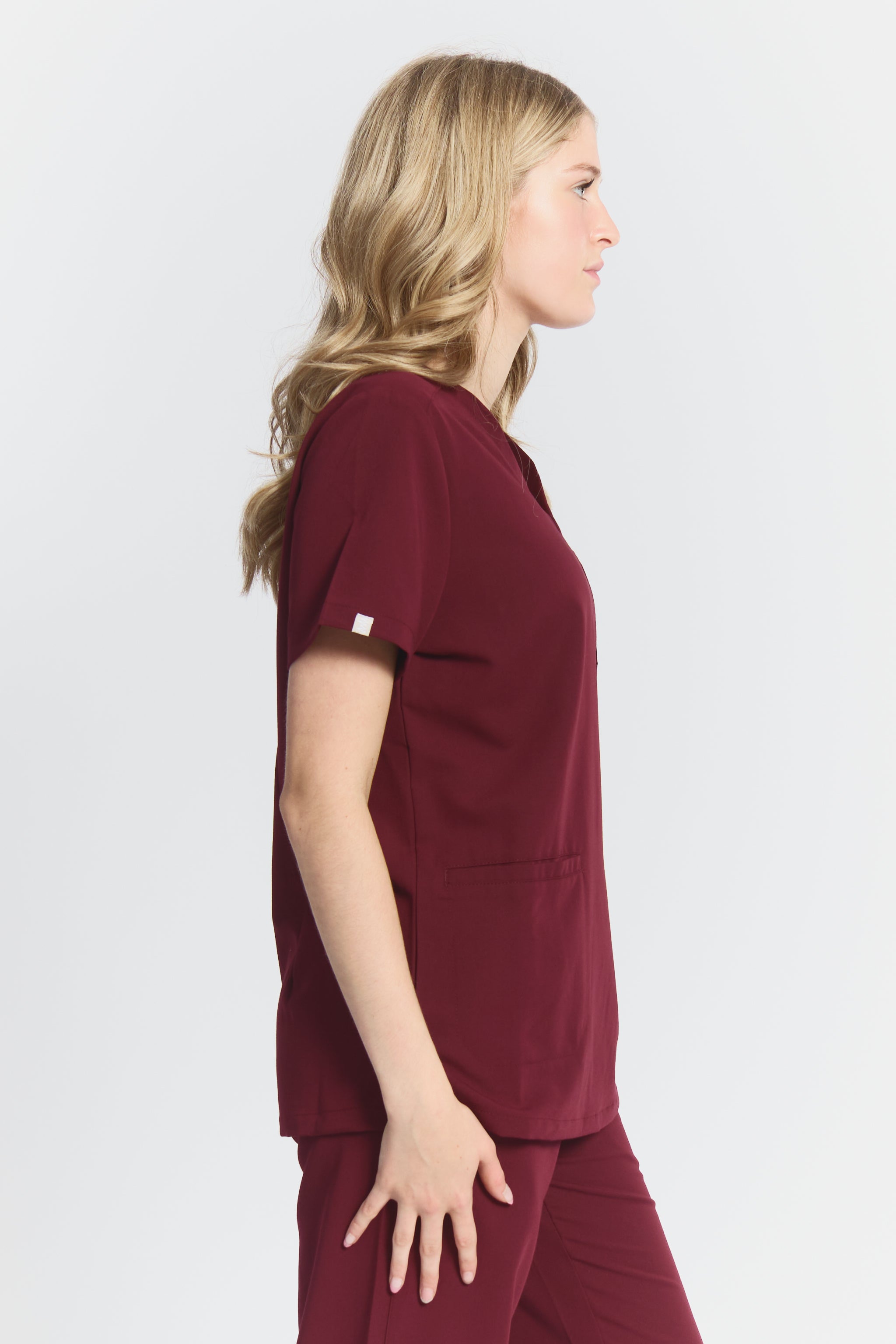 Victoria Scrub Top - Burgundy