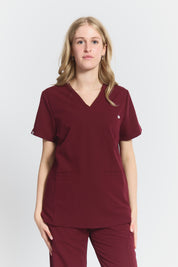 Victoria Scrub Top - Burgundy