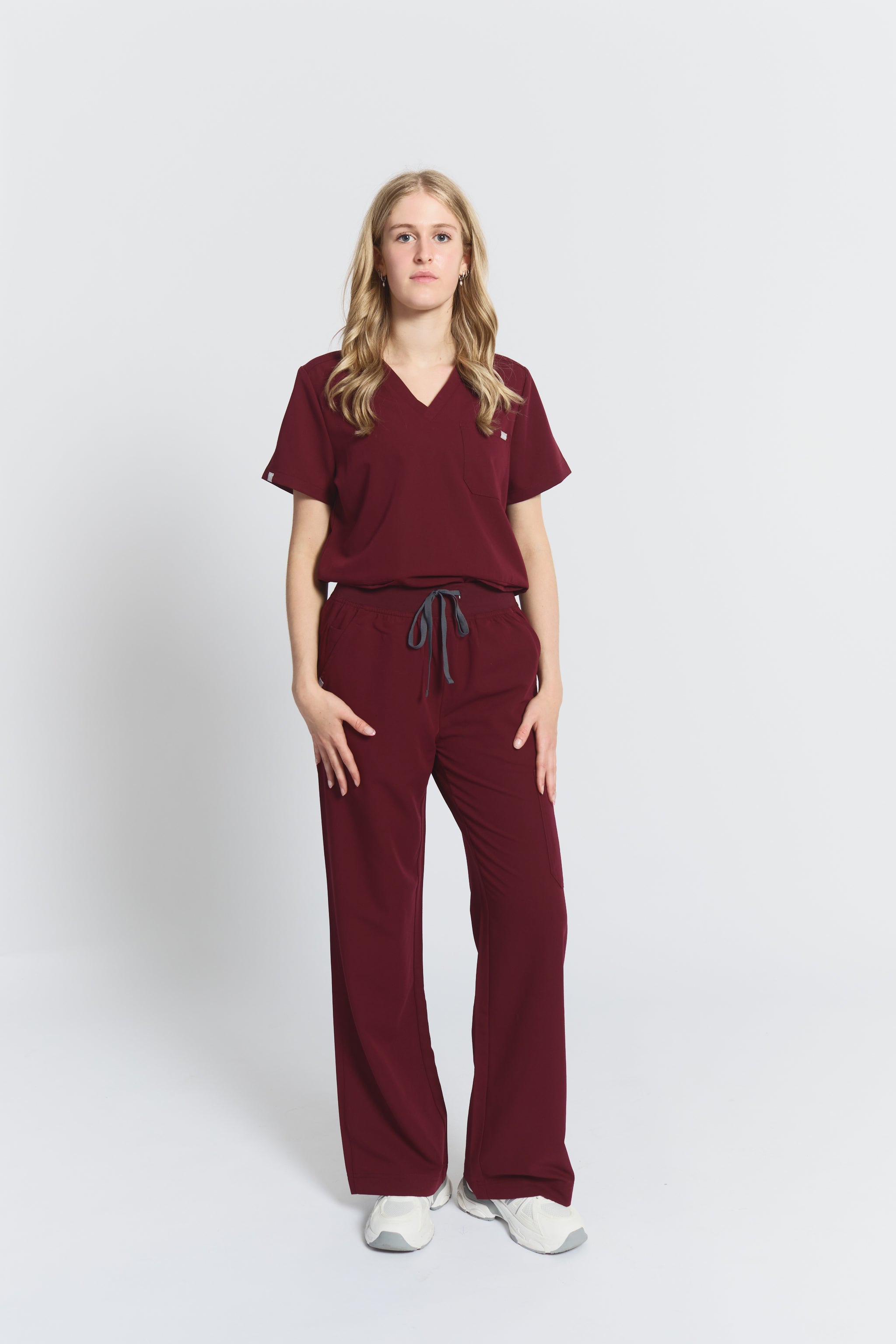 ACE Wide Leg Scrub Pants - Burgundy