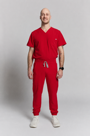 Liam Scrub Top - Ruby Red